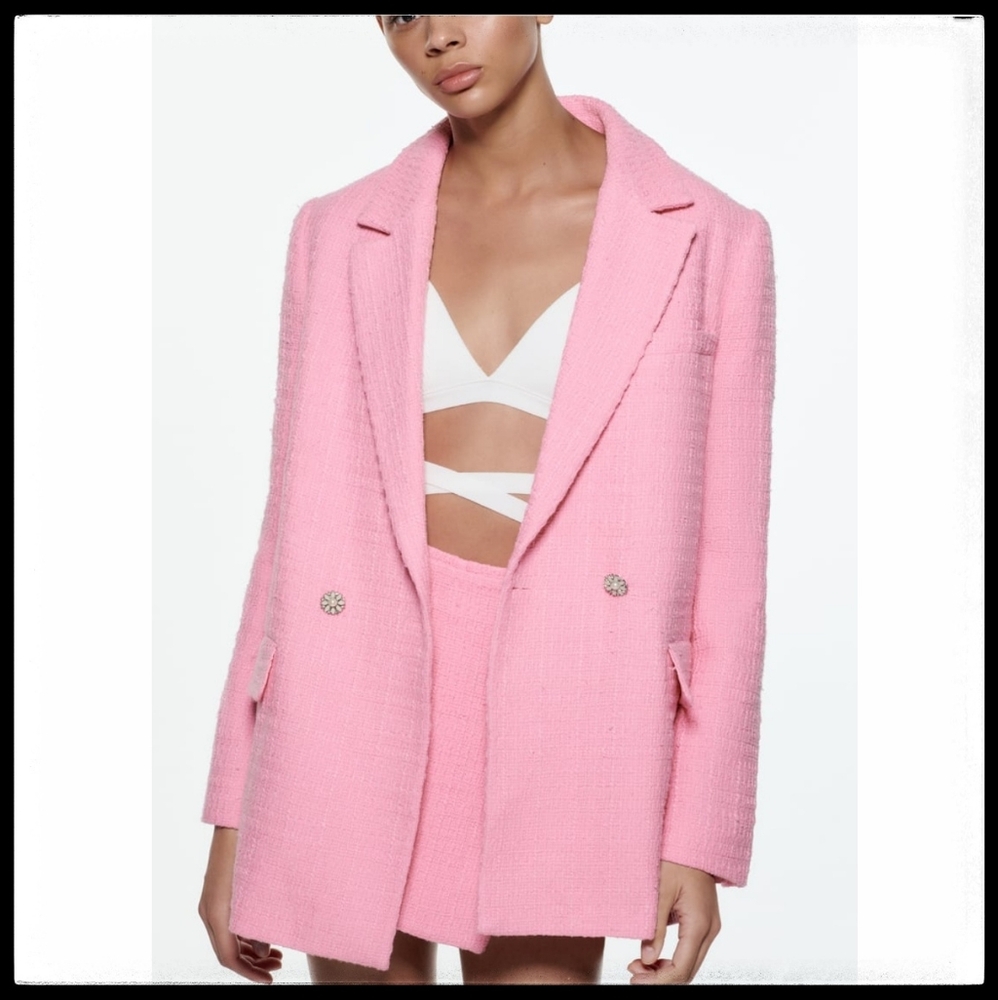 NWT Zara Double Breasted Textured Blazer